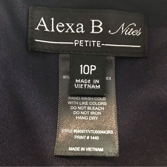 Alexa B Nites Dress Women’s Size 10P & 14P Blue Floral Cold Shoulder NWT - Picture 13 of 14